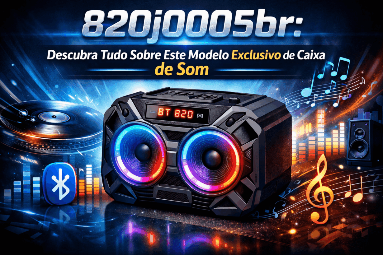 Caixa de som 820j0005br com conexão Bluetooth, iluminação LED colorida e design moderno, ideal para quem busca som potente e portátil.