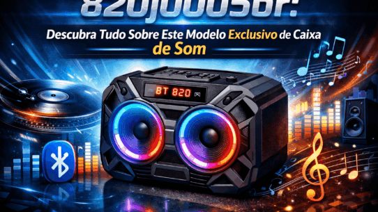 Caixa de som 820j0005br com conexão Bluetooth, iluminação LED colorida e design moderno, ideal para quem busca som potente e portátil.